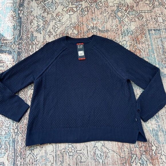Gap NWT Textured Midnight Navy Crew Neck Sweater Size XL - Picture 9 of 14